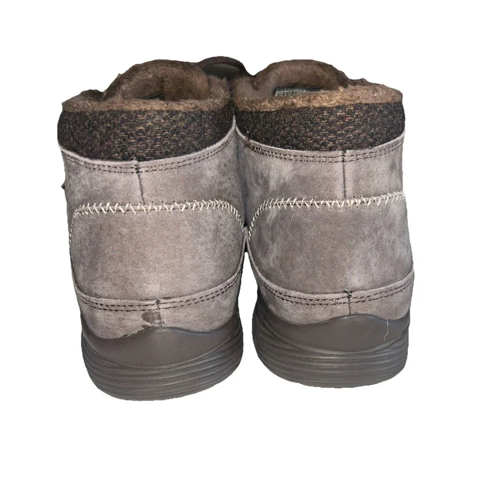 Skechers Seager Hi Women 9 Brown Leather Faux Fur Fleece Ankle Lace Up Boot